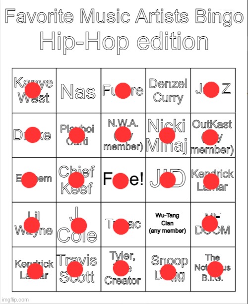 Rapper Bingo | image tagged in rapper bingo | made w/ Imgflip meme maker