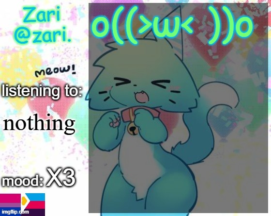 zari.'s RAGEBAIT announcement template | o((>ω< ))o; nothing; X3 | image tagged in zari 's furry announcement template | made w/ Imgflip meme maker