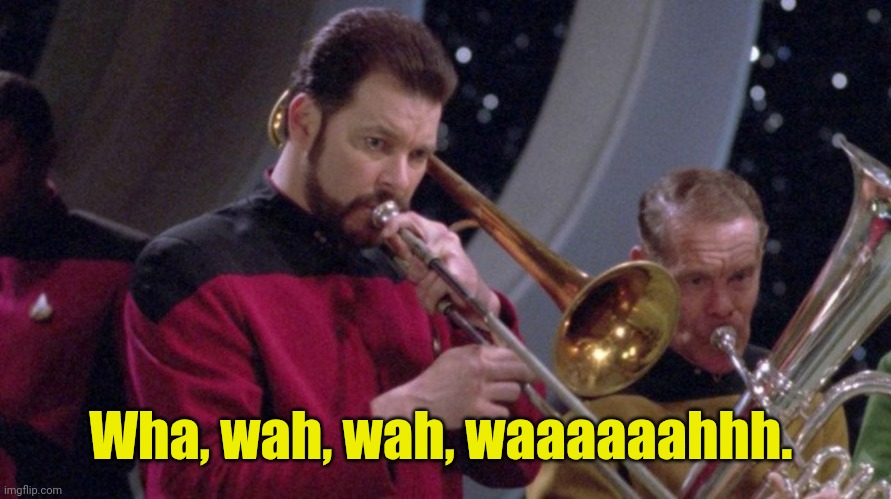 Riker Trombone | Wha, wah, wah, waaaaaahhh. | image tagged in riker trombone | made w/ Imgflip meme maker