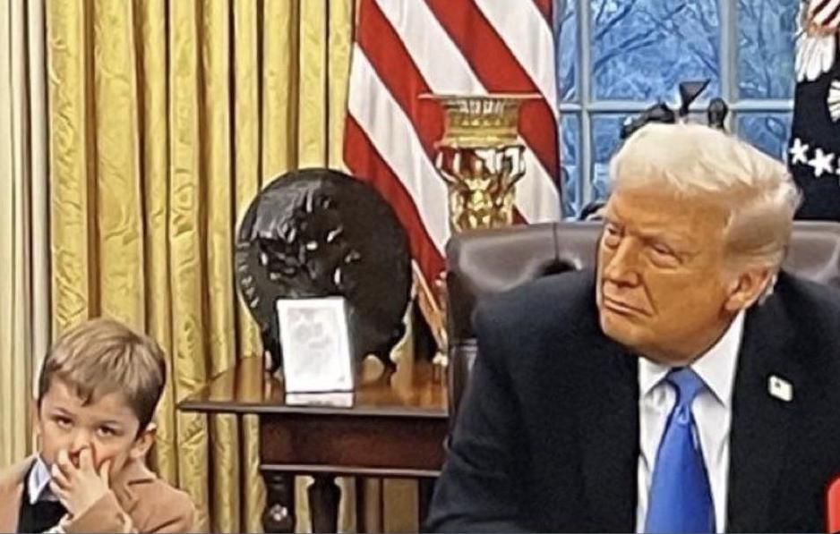 High Quality Trump and Elon's kid picking nose Blank Meme Template