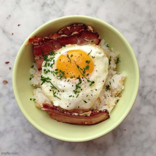 Bacon eggs and rice | image tagged in bacon eggs and rice | made w/ Imgflip meme maker