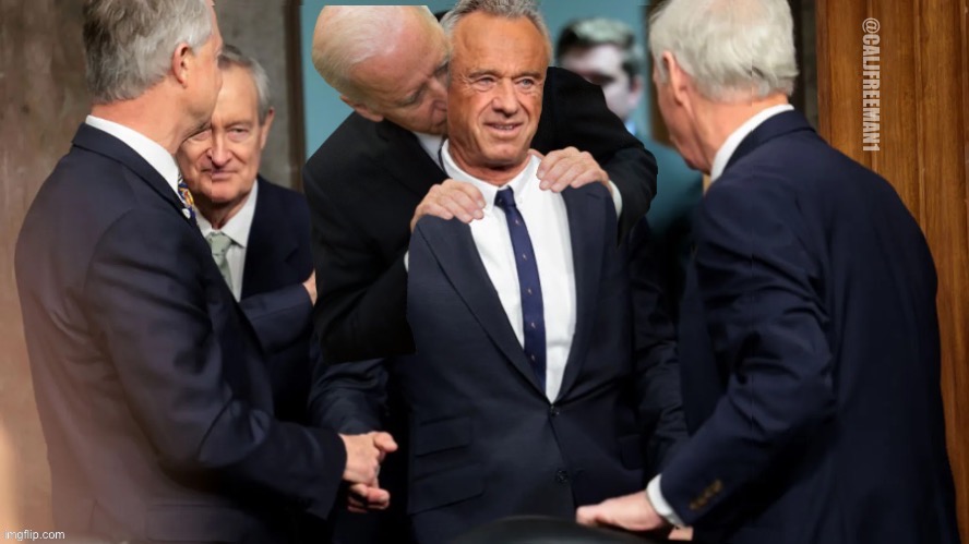 Biden Congratulating RFK Jr. on HSS Senate Confirmation | @CALJFREEMAN1 | image tagged in joe biden,kennedy,maga,elon musk,donald trump,democrats | made w/ Imgflip meme maker