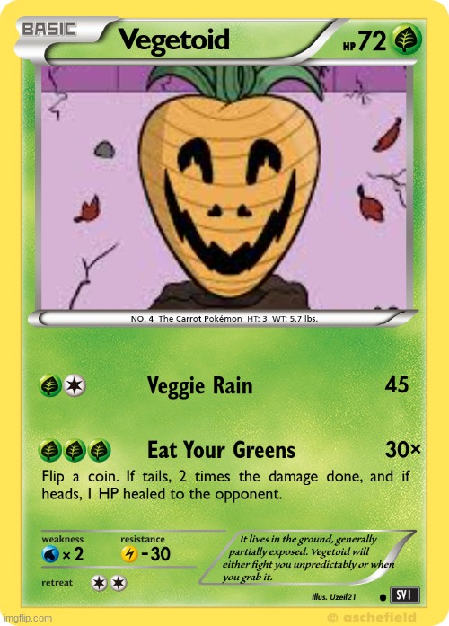 Vegetoid as a Pokemon | image tagged in undertale,pokemon,vegetables,carrot | made w/ Imgflip meme maker