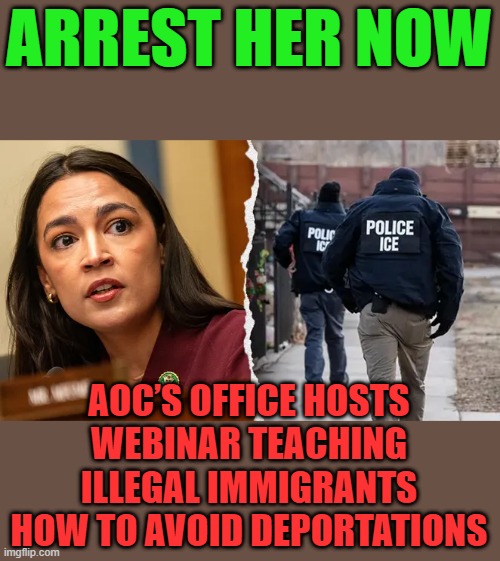 NO ONES ABOVE THE LAW right ? | ARREST HER NOW; AOC’S OFFICE HOSTS WEBINAR TEACHING ILLEGAL IMMIGRANTS HOW TO AVOID DEPORTATIONS | made w/ Imgflip meme maker