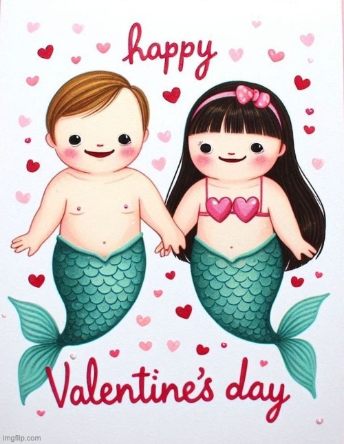 Down syndrome Valentines day | image tagged in down syndrome,valentine's day,mermaid,merman,holidays | made w/ Imgflip meme maker