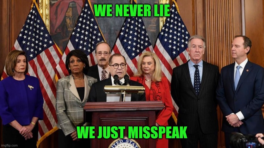 House Democrats | WE NEVER LIE WE JUST MISSPEAK | image tagged in house democrats | made w/ Imgflip meme maker