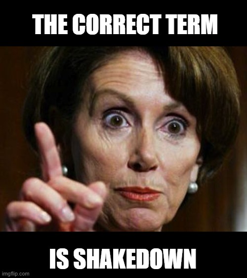 Nancy Pelosi No Spending Problem | THE CORRECT TERM IS SHAKEDOWN | image tagged in nancy pelosi no spending problem | made w/ Imgflip meme maker