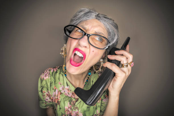 Old lady yelling at phone Blank Meme Template