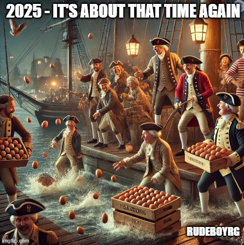 British Egg Party | 2025 - IT'S ABOUT THAT TIME AGAIN; RUDEBOYRG | image tagged in british tea party,eggs | made w/ Imgflip meme maker