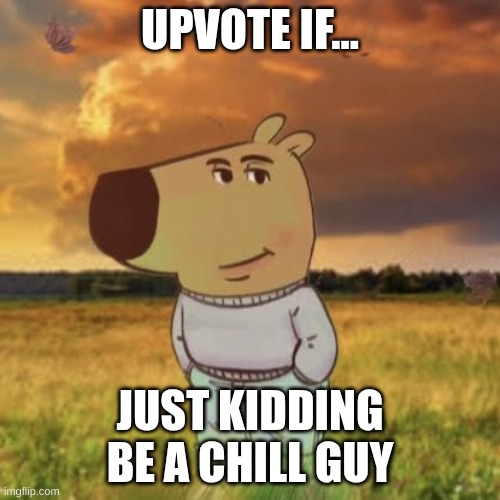 Chill guy | UPVOTE IF... JUST KIDDING BE A CHILL GUY | image tagged in chill guy,memes,funny,funny memes | made w/ Imgflip meme maker