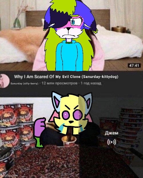 Thanks I hate my evil clone | WHY I AM SCARED OF MY EVIL CLONE (SANURDAY-KITTYDOG) | image tagged in thanks i hate my art,stupid meme ever i made,ridiculous,thanks i hate it | made w/ Imgflip meme maker