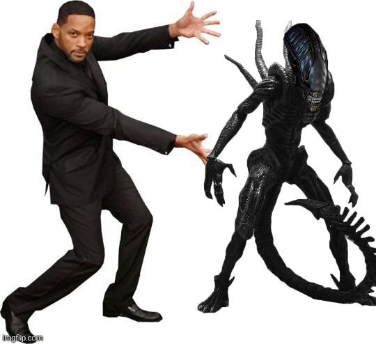 A xenomorph | image tagged in tada will smith,xenomorph,alien vs predator | made w/ Imgflip meme maker