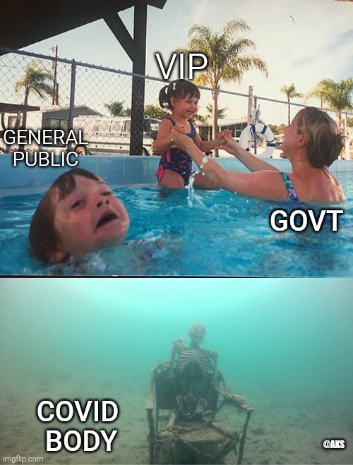 Mahakumbh | VIP; GENERAL PUBLIC; GOVT; COVID  BODY; @AKS | image tagged in swimming pool kids,funny and irony | made w/ Imgflip meme maker