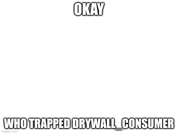 OKAY; WHO TRAPPED DRYWALL_CONSUMER | made w/ Imgflip meme maker