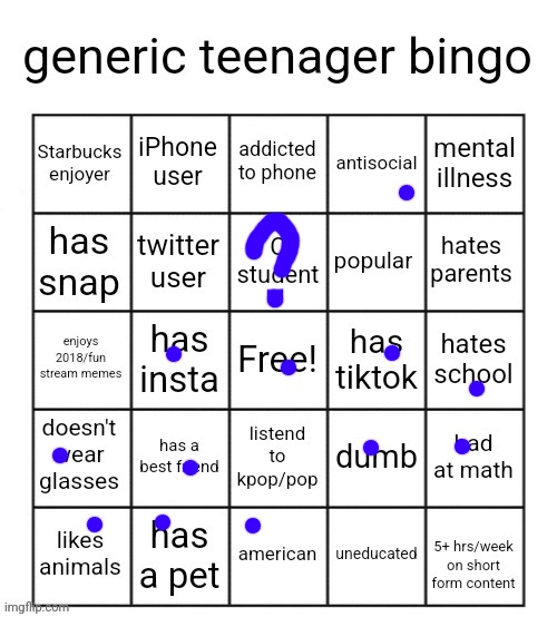 tf is a c student | image tagged in generic teenager bingo | made w/ Imgflip meme maker