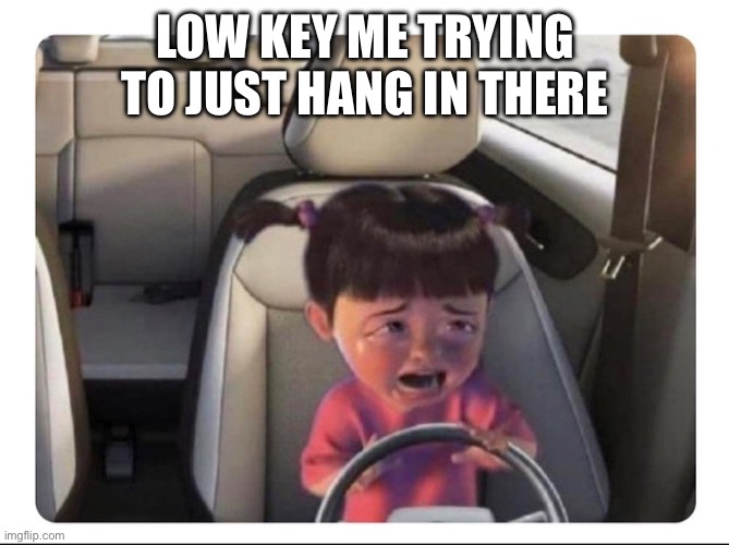 Adulting boo | LOW KEY ME TRYING TO JUST HANG IN THERE | image tagged in crying boo driving | made w/ Imgflip meme maker