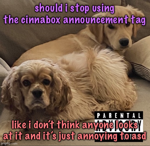 Gnocchi and Henry’s first studio album | should i stop using the cinnabox announcement tag; like i don’t think anyone looks at it and it’s just annoying to asd | image tagged in gnocchi and henry s first studio album,cinnabox announcement | made w/ Imgflip meme maker