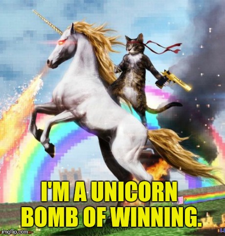 Welcome To The Internets | I'M A UNICORN BOMB OF WINNING. | image tagged in memes,welcome to the internets | made w/ Imgflip meme maker