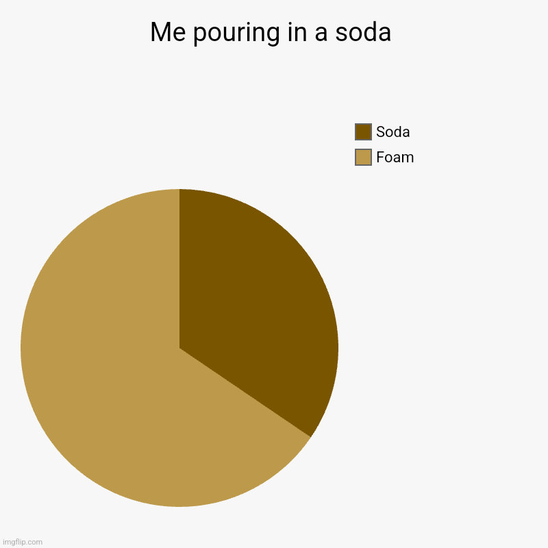 Soda foam | Me pouring in a soda | Foam, Soda | image tagged in charts,pie charts,soda,memes | made w/ Imgflip chart maker