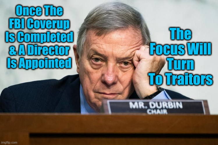 Why Slow Roll On Patel ? You Worried, DICK ? | The Focus Will Turn To Traitors; Once The FBI Coverup Is Completed & A Director Is Appointed | image tagged in pedo dick durbin,political meme,politics,funny memes,funny | made w/ Imgflip meme maker