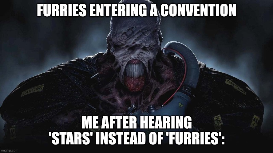 why is ai making better memes than my brain | FURRIES ENTERING A CONVENTION; ME AFTER HEARING 'STARS' INSTEAD OF 'FURRIES': | image tagged in stars,anti furry,die scum | made w/ Imgflip meme maker