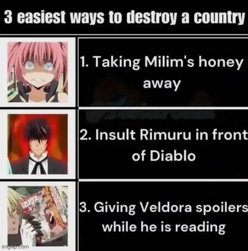 image tagged in that time i got reincarnated as a slime,milim,diablo,veldora | made w/ Imgflip meme maker