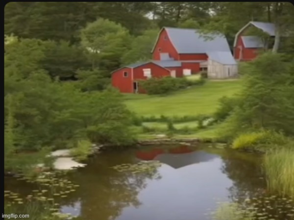 beautiful barn and lake scene | image tagged in memes,shitpost,funny,msmg,relatable,meme | made w/ Imgflip meme maker