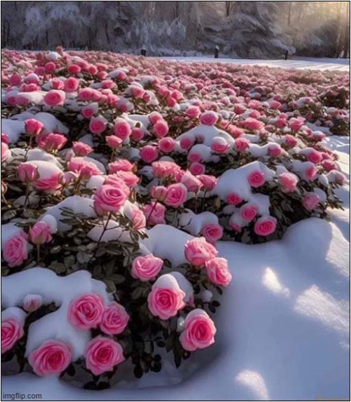 Roses In The Snow | image tagged in roses,snow | made w/ Imgflip meme maker