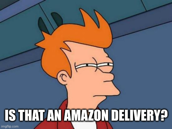 Futurama Fry Meme | IS THAT AN AMAZON DELIVERY? | image tagged in memes,futurama fry | made w/ Imgflip meme maker