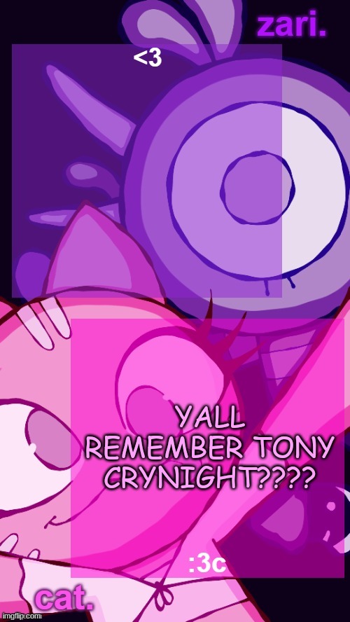 2016 fnaf be like | YALL REMEMBER TONY CRYNIGHT???? | image tagged in zari and cat catbirddog temp lol | made w/ Imgflip meme maker