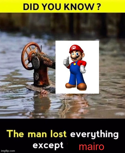 h | mairo | image tagged in man lost everything except x | made w/ Imgflip meme maker