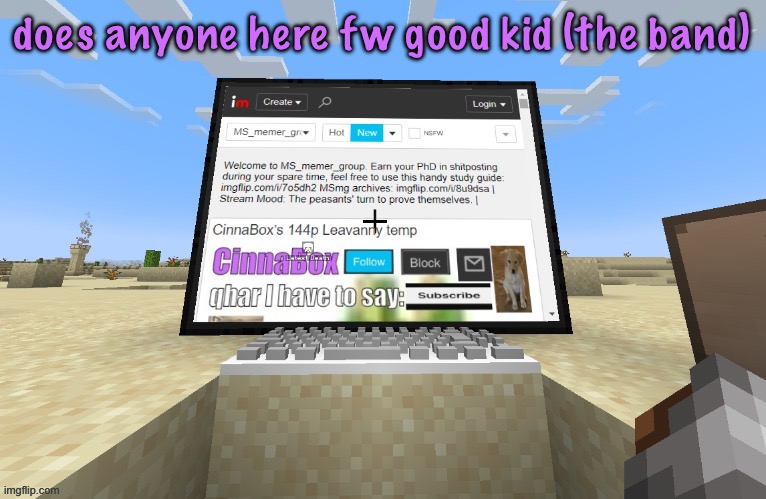 CinnaBox in minecraft | does anyone here fw good kid (the band) | image tagged in cinnabox in minecraft | made w/ Imgflip meme maker