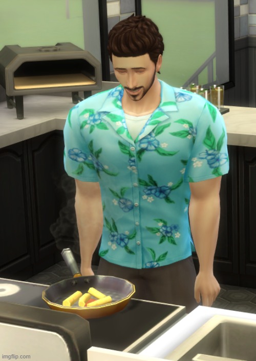 what is he cooking? | image tagged in sims 4,the sims | made w/ Imgflip meme maker