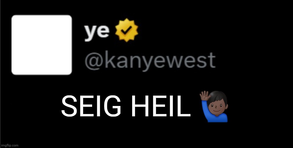 kanye tweet blank | SEIG HEIL 🙋🏿‍♂️ | image tagged in kanye tweet blank | made w/ Imgflip meme maker