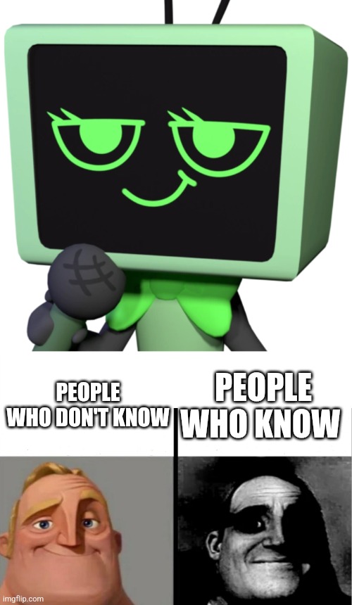 Dandy's World | PEOPLE WHO KNOW; PEOPLE WHO DON'T KNOW | image tagged in vee,teacher's copy | made w/ Imgflip meme maker