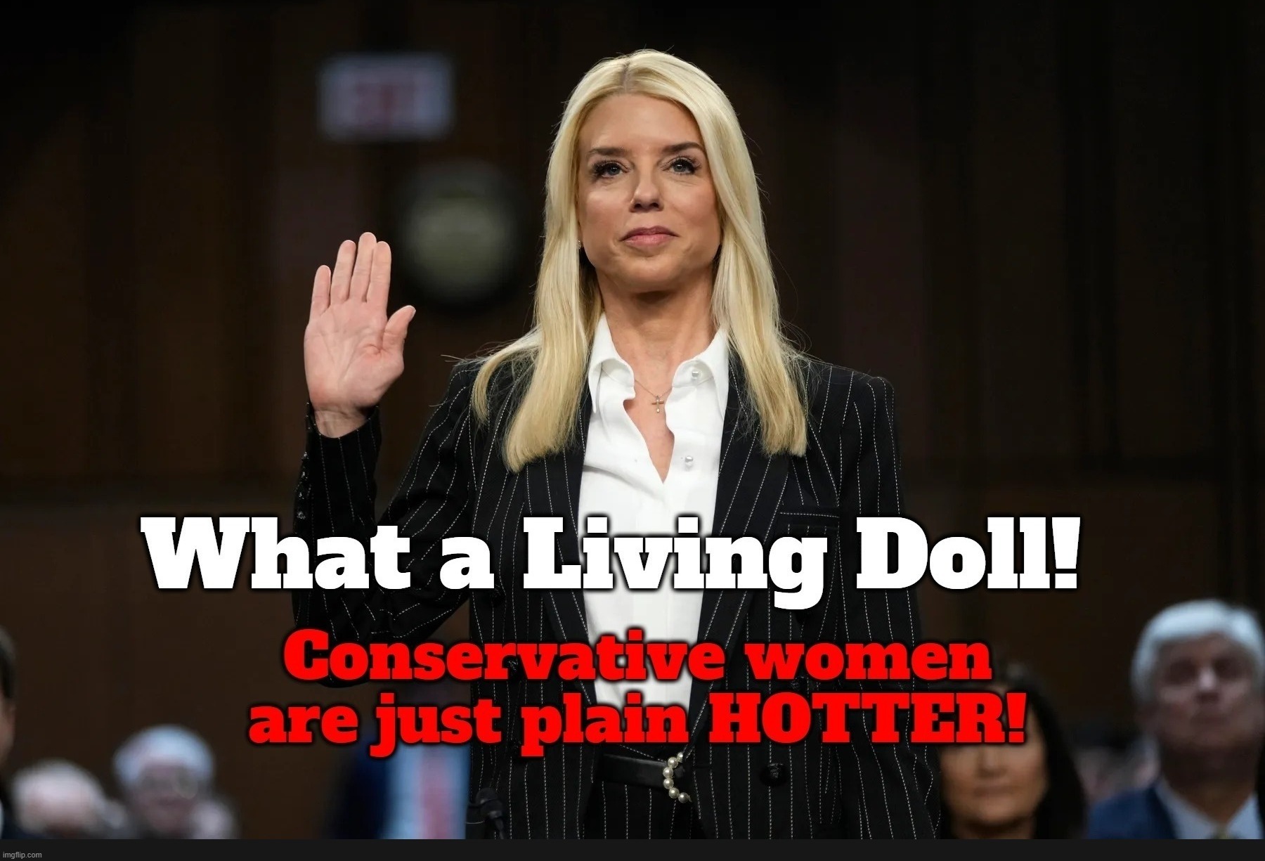 Conservative Women are just plain HOTTER! | image tagged in attorney general,pam bondi,hot babes,gorgeous,conservatives,no pronouns | made w/ Imgflip meme maker