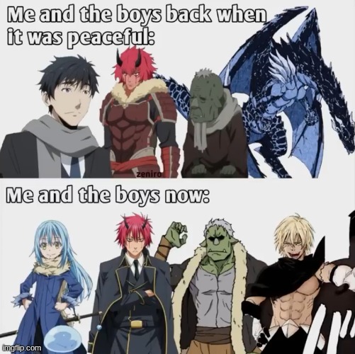 image tagged in that time i got reincarnated as a slime,satoru,rimuru,benimaru,rigurd,veldora | made w/ Imgflip meme maker