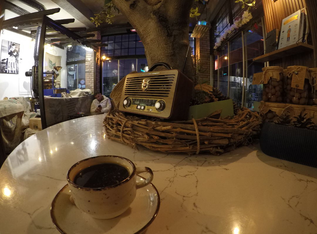 Café. POV Shot. Fisheye Lens. Blank Meme Template