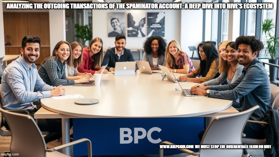ANALYZING THE OUTGOING TRANSACTIONS OF THE SPAMINATOR ACCOUNT: A DEEP DIVE INTO HIVE'S ECOSYSTEM; WWW.BILPCOIN.COM  WE MUST STOP THE BUILDAWHALE FARM ON HIVE | made w/ Imgflip meme maker