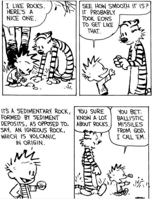 Rocks are Tiny Asteroids | image tagged in calvin and hobbes,asteroid | made w/ Imgflip meme maker