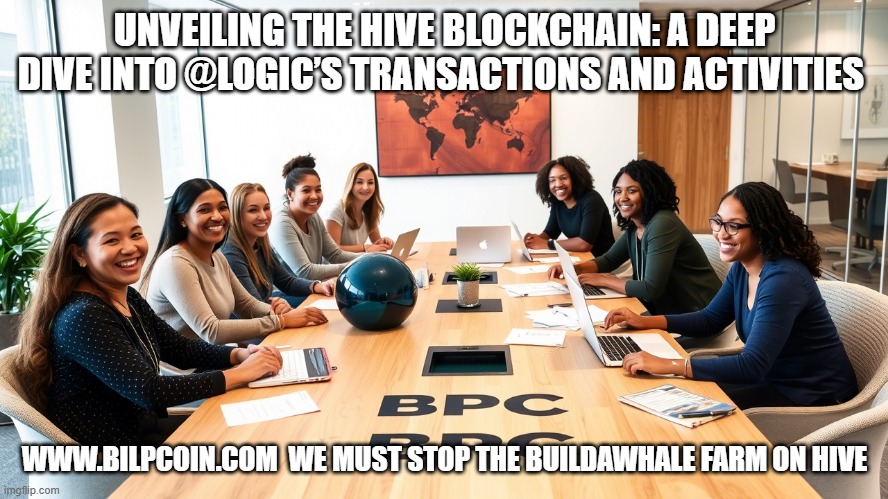 UNVEILING THE HIVE BLOCKCHAIN: A DEEP DIVE INTO @LOGIC’S TRANSACTIONS AND ACTIVITIES; WWW.BILPCOIN.COM  WE MUST STOP THE BUILDAWHALE FARM ON HIVE | made w/ Imgflip meme maker