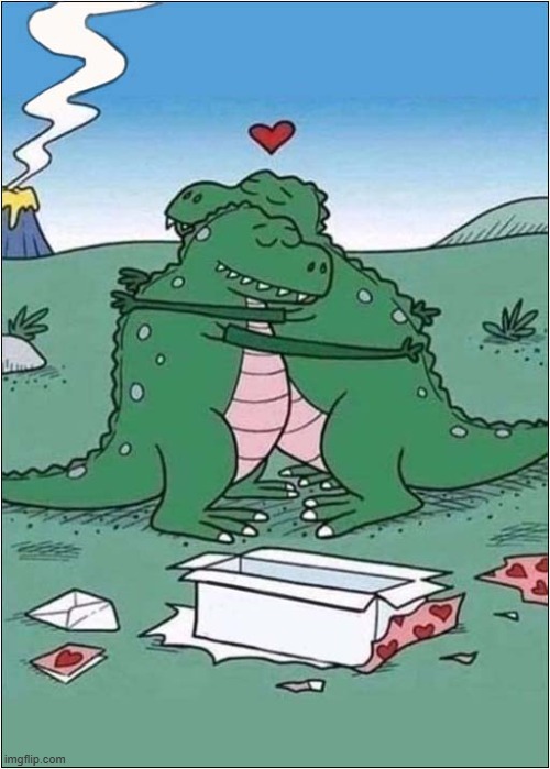 The Perfect Valentines Gift ... Arm Extensions ! | image tagged in romantic,dinosaurs,extensions | made w/ Imgflip meme maker