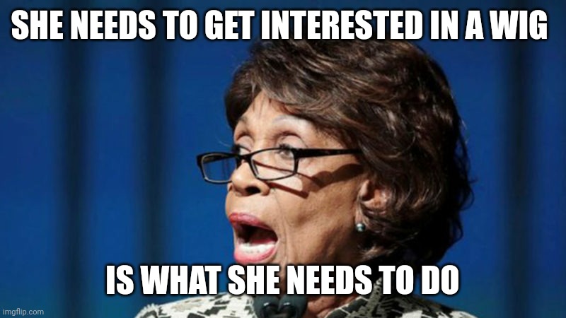 Maxine Waters open mouth 8 | SHE NEEDS TO GET INTERESTED IN A WIG IS WHAT SHE NEEDS TO DO | image tagged in maxine waters open mouth 8 | made w/ Imgflip meme maker