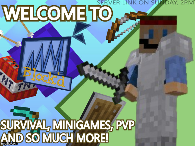 Welcome to MMBLOCK'D! (Join Today) | image tagged in minecraft,server,gaming,games,join,mcserver | made w/ Imgflip meme maker