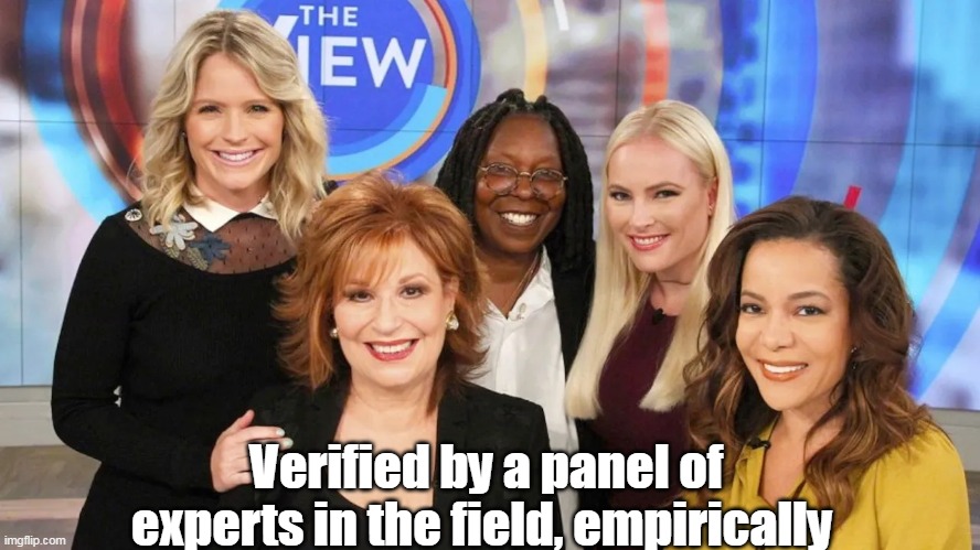 Verified by a panel of experts in the field, empirically | made w/ Imgflip meme maker