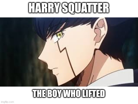 same mark symbol too | HARRY SQUATTER; THE BOY WHO LIFTED | made w/ Imgflip meme maker
