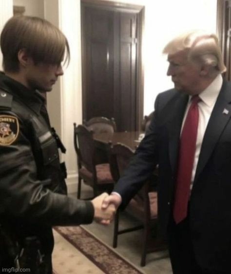 Swede meeting Donald Trump | image tagged in resident evil,4 | made w/ Imgflip meme maker