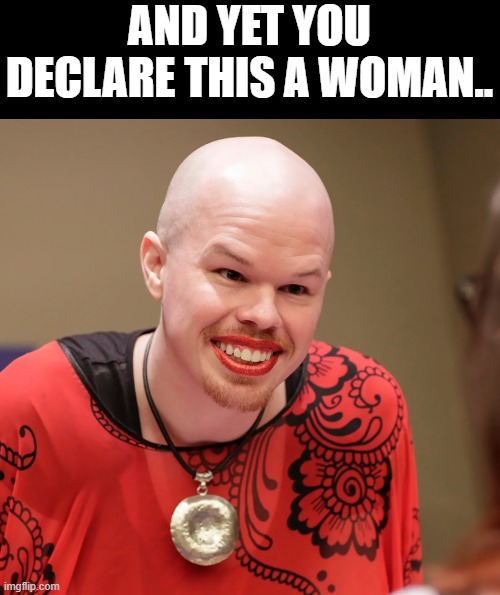 trans | AND YET YOU DECLARE THIS A WOMAN.. | image tagged in trans | made w/ Imgflip meme maker