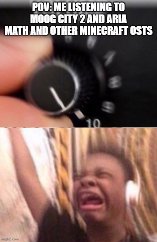 nostalgia T_T | POV: ME LISTENING TO MOOG CITY 2 AND ARIA MATH AND OTHER MINECRAFT OSTS | image tagged in turn up the volume,minecraft,music,nostalgia,post | made w/ Imgflip meme maker