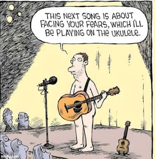 Twisted humor? | image tagged in uh oh,face your fears,guitar,ukulele,dark humor,lol | made w/ Imgflip meme maker